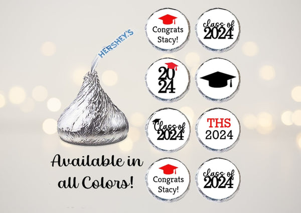 Graduation Stickers, Chocolate Kiss Stickers, Graduation Party Favors, Class of 2024