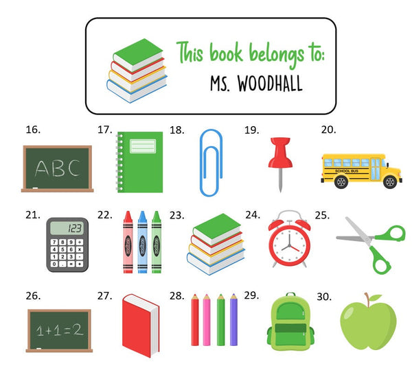 Teacher School Name Labels Stickers, 30 personalized address labels!