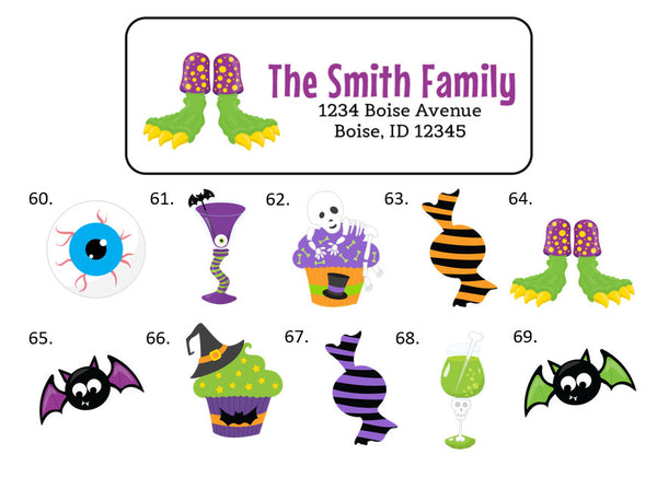 Halloween Address Labels Stickers, 30 personalized labels!