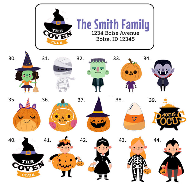 Halloween Address Labels Stickers, 30 personalized labels!