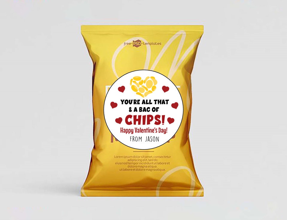 Valentine Chips Stickers, Bag of Chips Valentine's Day Stickers, Perso –  The Label Palace