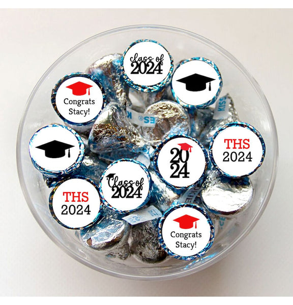 Graduation Stickers, Chocolate Kiss Stickers, Graduation Party Favors, Class of 2024