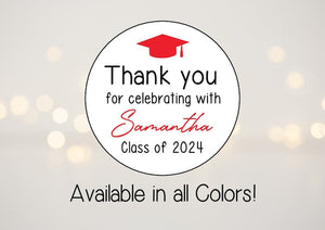 Class of 2024 Graduation Stickers, Graduation Favors, Thank You Stickers, Personalized Stickers, Graduation Gift Labels