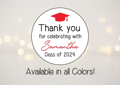 Class of 2024 Graduation Stickers, Graduation Favors, Thank You Stickers, Personalized Stickers, Graduation Gift Labels