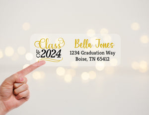 2024 Graduation Address Labels Stickers, Graduation Return Address Labels, Clear Address Labels
