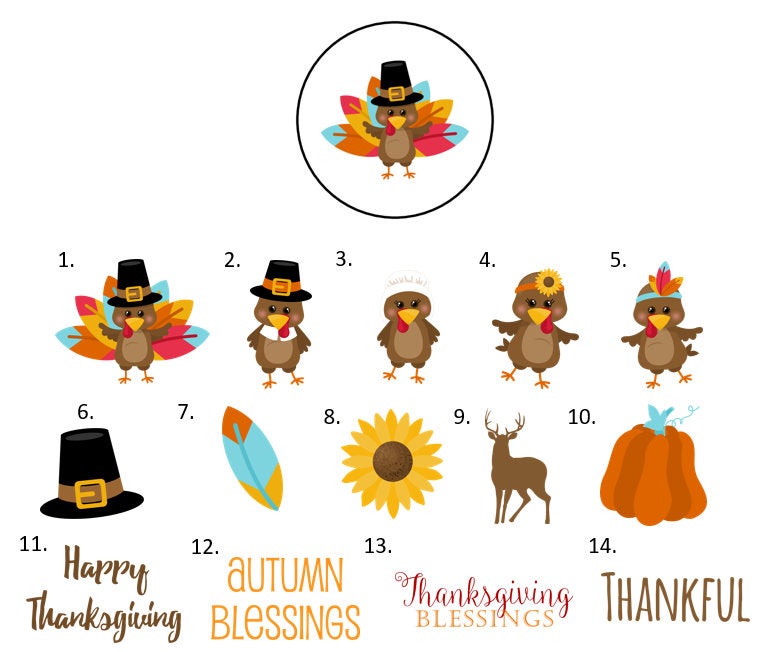 Thanksgiving Hershey Kiss Labels Stickers, 108 Personalized Stickers!