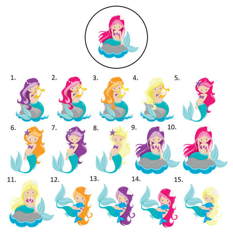 Mermaid Hershey Kiss Labels Stickers, 108 Personalized Stickers!