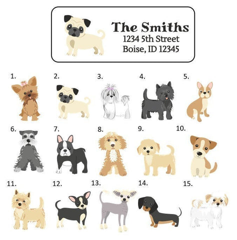 Dog Breed Address Labels Stickers, 30 personalized labels!