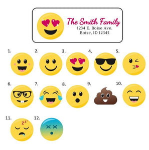 Emoji Emoticon Address Labels Stickers, 30 personalized labels!
