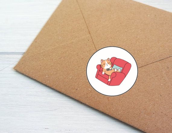 Cat Kitten Envelope Seals Labels Stickers, 48 Personalized Stickers!