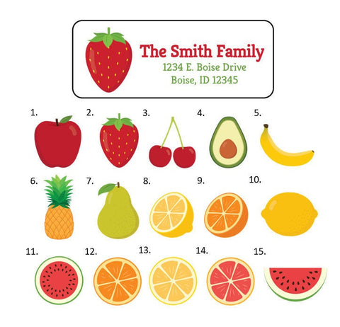 Fruit Berry Address Labels Stickers, 30 personalized labels!
