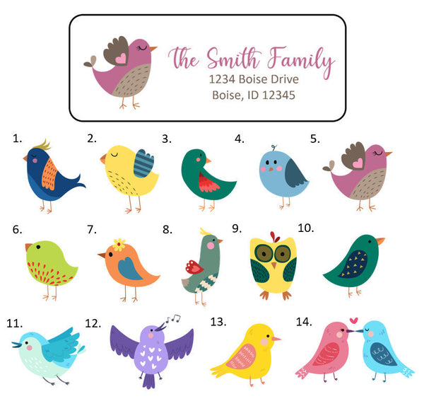 Bird Address Labels Stickers, 30 personalized labels!