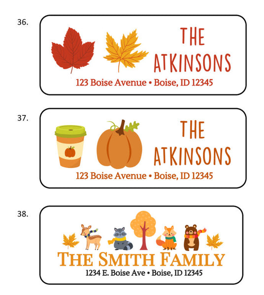 Fall Autumn Address Labels Stickers, 30 personalized labels!