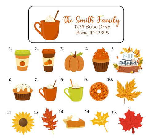 Fall Autumn Address Labels Stickers, 30 personalized labels!