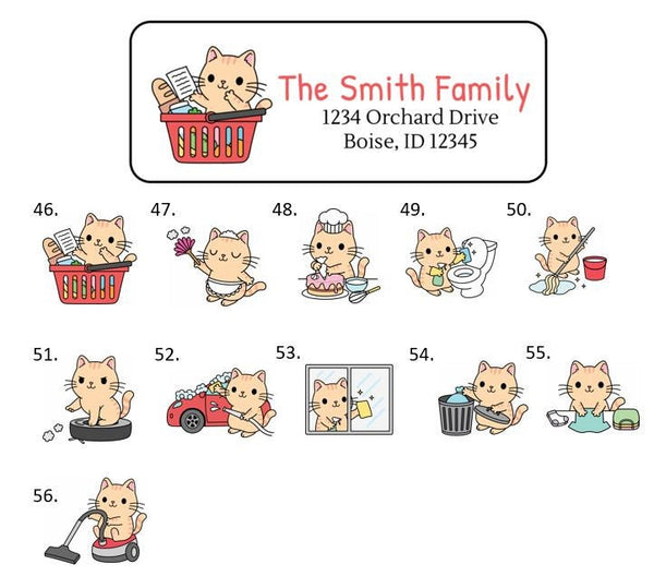 Cat Kitten Address Labels Stickers, 30 personalized labels!
