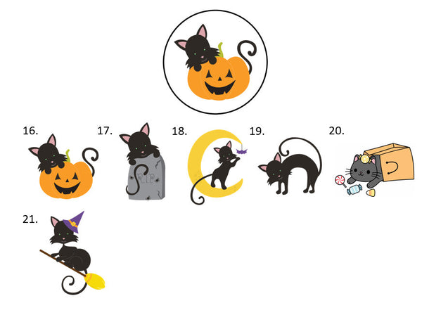 Halloween Black Cat Kitten Envelope Seals Labels Stickers, 48 Personalized Stickers!