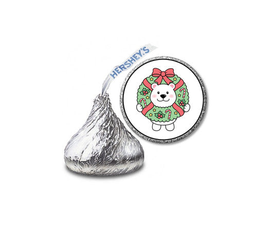 Christmas Sloth Polar Bear Hershey Kiss Labels Stickers, 108 Personalized Stickers!