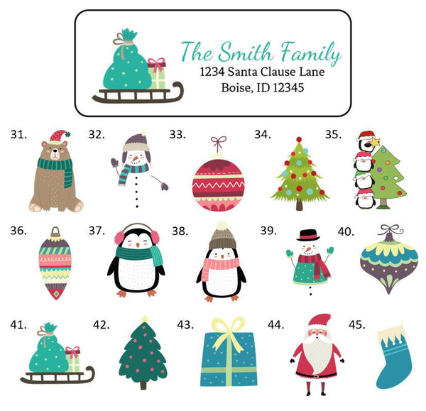 Christmas Address Labels Stickers, 30 personalized labels!