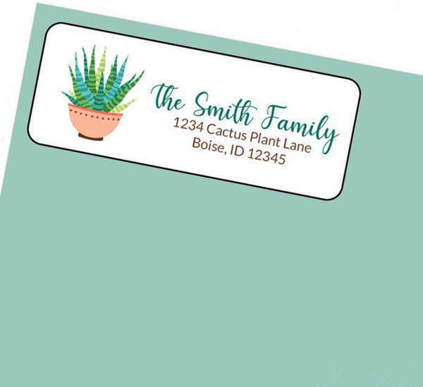 Cactus Succulent Desert Address Labels Stickers, 30 personalized labels!