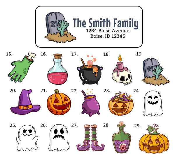 Halloween Address Labels Stickers, 30 personalized labels!