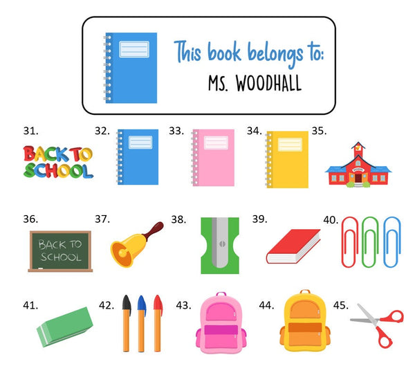 Teacher School Name Labels Stickers, 30 personalized address labels!