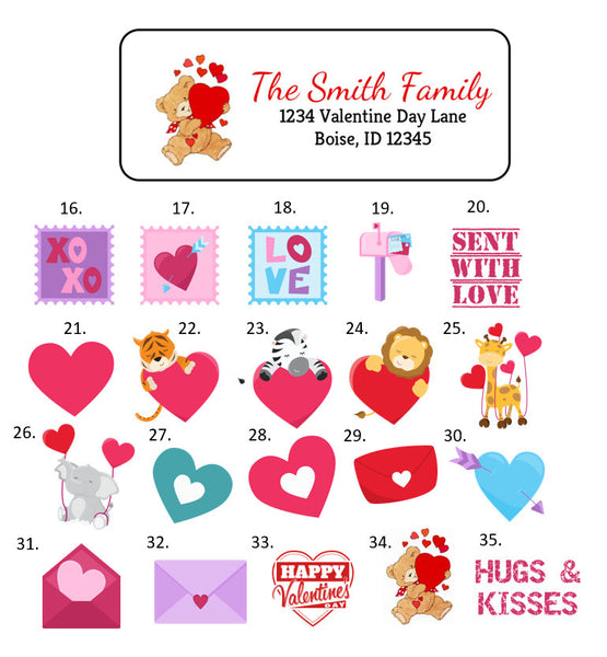 Valentine's Day Address Labels Stickers, 30 personalized labels!
