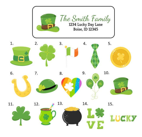 St. Patrick's Day Irish Address Labels Stickers, 30 personalized labels!