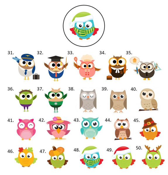 Owl Hershey Kiss Labels Stickers, 108 Personalized Stickers!