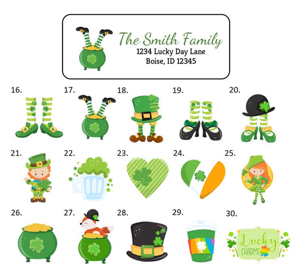 St. Patrick's Day Irish Address Labels Stickers, 30 personalized labels!