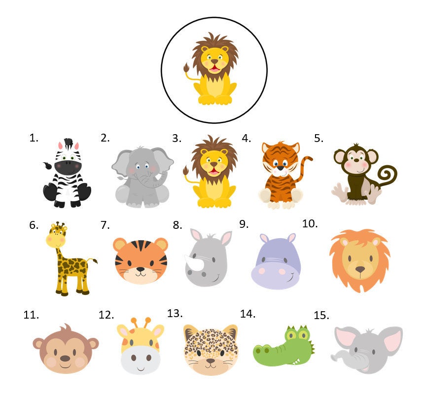 Jungle Safari Zoo Animal Envelope Seals Labels Stickers, 48 Personalized Stickers!