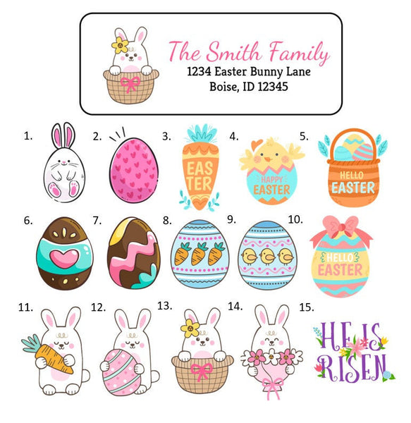 Easter Address Labels Stickers, 30 personalized labels!