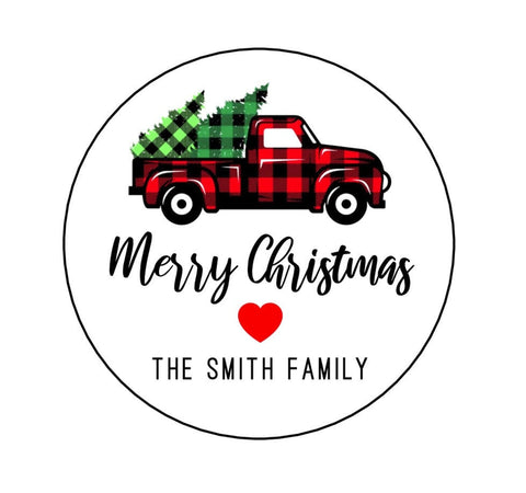 Christmas Gift Labels, Christmas Truck Labels, Personalized Christmas labels
