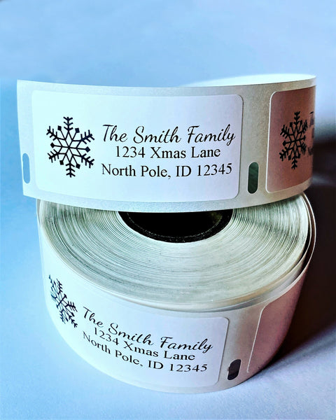 Snowflake Christmas Return Address Labels Roll, Personalized Labels Roll, Thermal Labels Stickers!