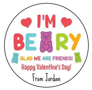 Valentine's Day Stickers, Gummy Bear Valentine Stickers, Personalized Kids Valentine's Day labels