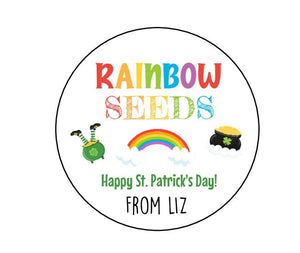 St. Patrick's Day Stickers, Rainbow Seeds Labels, Personalized Kids St. Patrick's Day labels