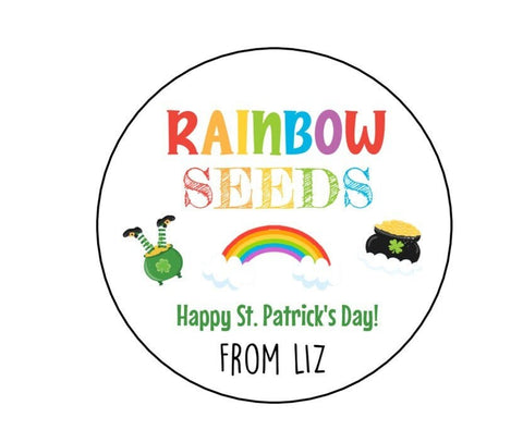 St. Patrick's Day Stickers, Rainbow Seeds Labels, Personalized Kids St. Patrick's Day labels