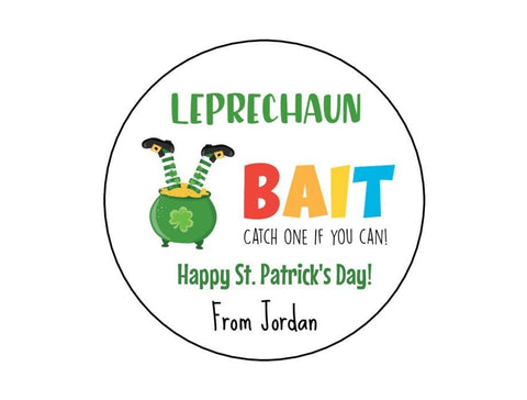 St. Patrick's Day Stickers, Leprechaun Bait Labels, Personalized Kids St. Patrick's Day labels