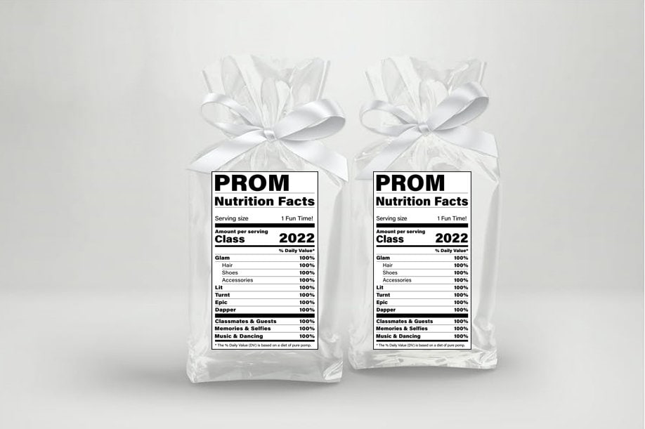 Prom Nutrition Facts Labels, Prom Labels, 20 Personalized Prom Sticker ...