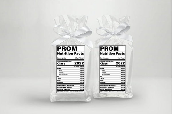 Prom Nutrition Facts Labels, Prom Labels, 20 Personalized Prom Stickers Favors