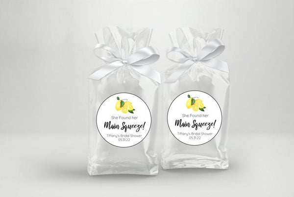 Lemon Bridal Shower Labels, Lemon Round Labels, Personalized Lemon Gift Labels