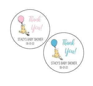Pooh Bear Stickers, Pooh Bear Baby Shower Labels, Winnie Thank You Stickers