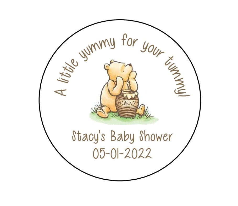 Pooh Bear Stickers, Pooh Bear Baby Shower Labels, Winnie Honey Favor Stickers