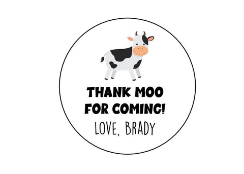 Cow Stickers, Cow Moo Stickers, Cow Favor Stickers, Personalized Cow Birthday Labels