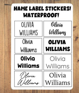 White Name Stickers, Waterproof Labels, School Supply Labels, Daycare Name Labels