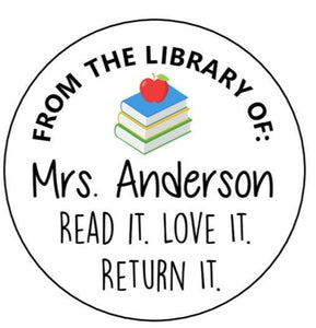 Teacher Labels, Teacher Book Stickers, Teacher Name Labels, Library Book Labels